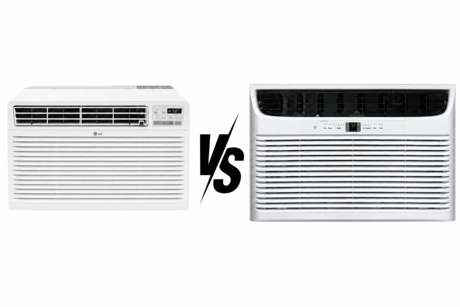 LG through-the-wall air conditioner vs window air conditioner side-by-side comparison